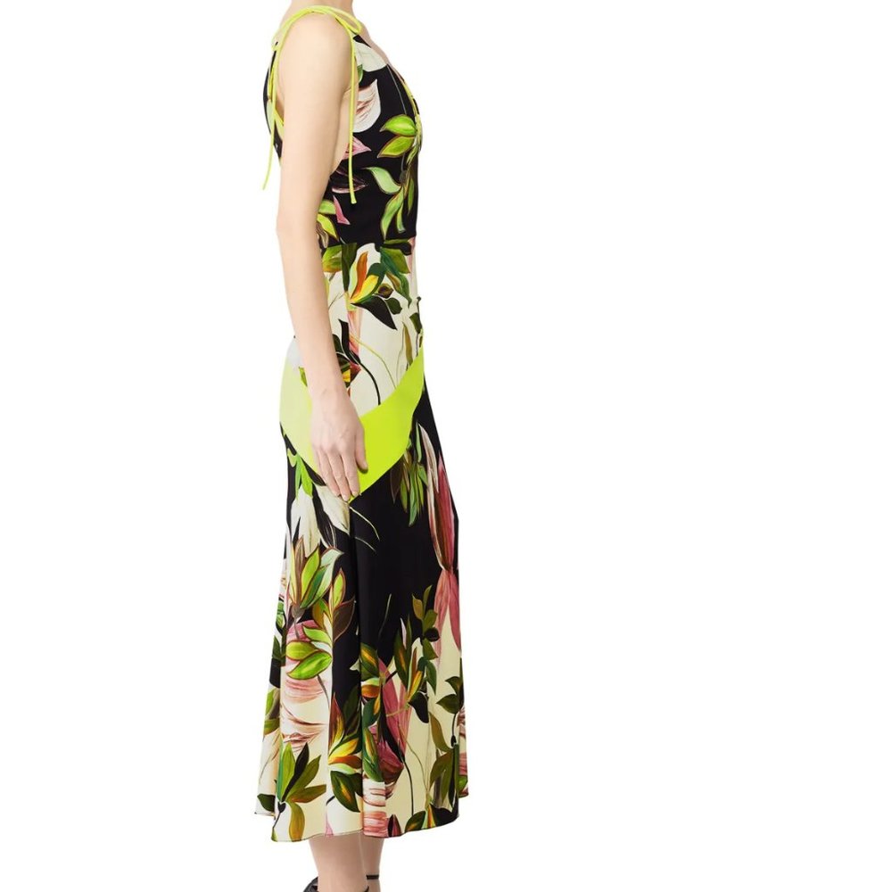 Christian Siriano Hawaiian Print Tie Strap Maxi Dress 6 - Picture 3 of 13